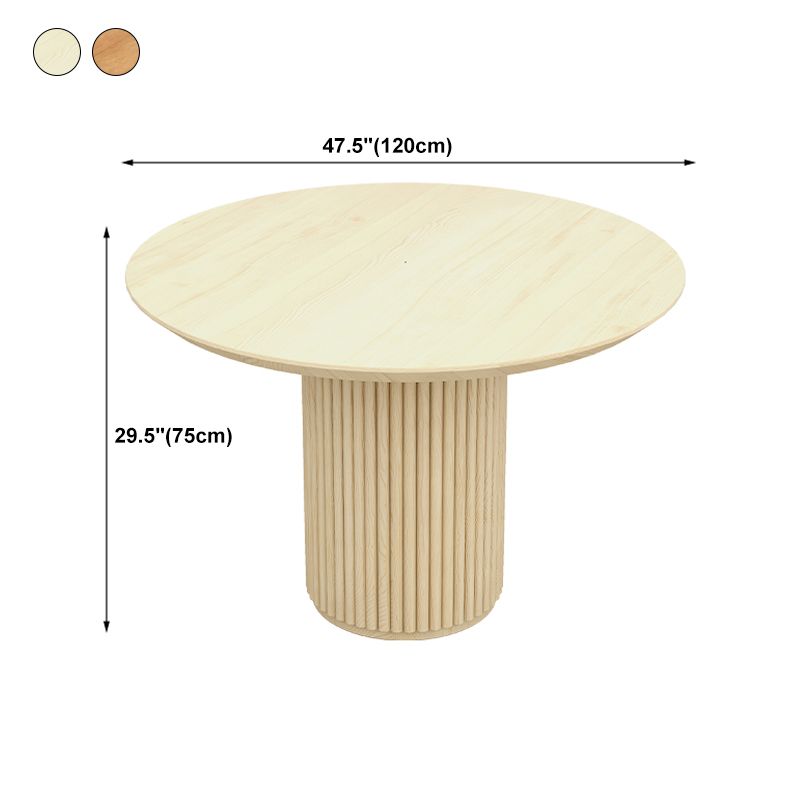 Modern Pedestal Casual Dining Table Round Solid Wood Dinner Table Kitchen Home