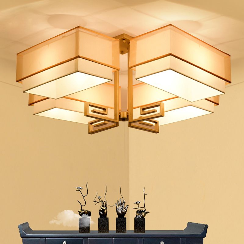 New Chinese Style Iron Ceiling Light Square Shape Ceiling Lamp for Living Room