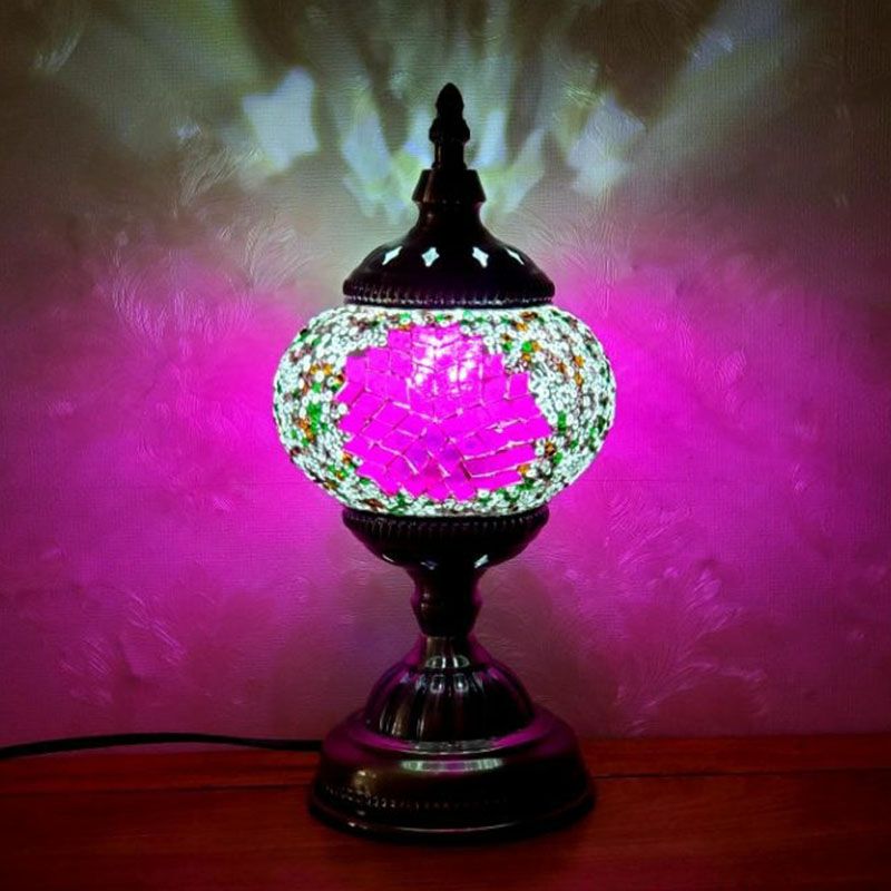 Turkish Oblate Nachttischlampe Single-Bulb-Glasschifftischleuchte für das Restaurant
