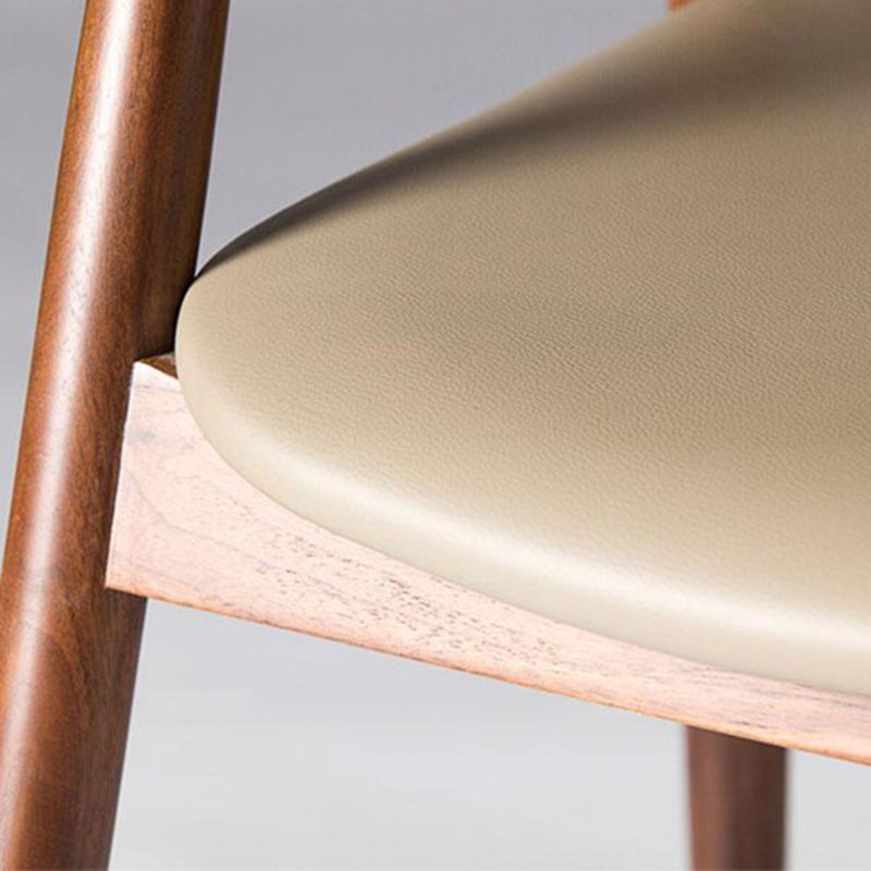 Home Kitchen Chair Open Back Solid Wood Dining Arm Chair in Brown