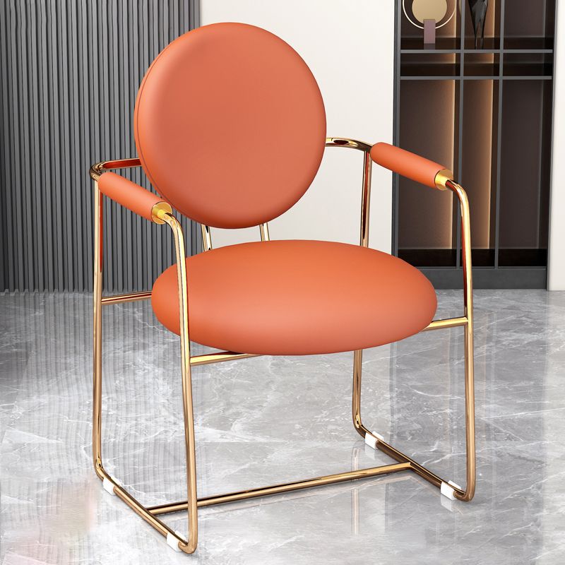 Scandinavian Style Upholstered Arm Side Chairs Open Back Dining Side Chairs (Set of 2)
