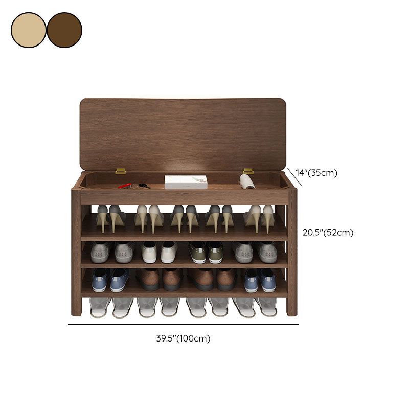 Modern Entryway Bench Wooden Seating Bench with Shoe Storage , 14" Width