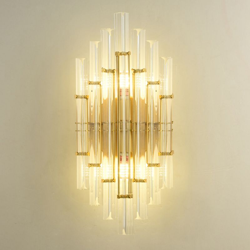 2-Light Geometric Wall Light Modern Crystal Wall Lights in Gold