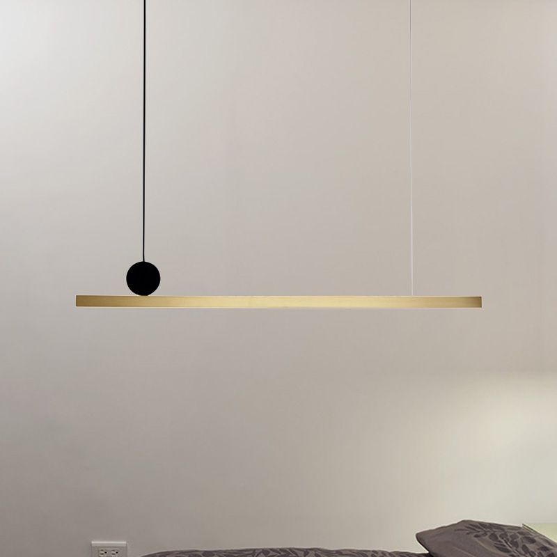 Lampada lampadina lineare Post Modern Brass Integrated Brass Hanging Freeture per sala da pranzo, 34,5 "/46,5" W