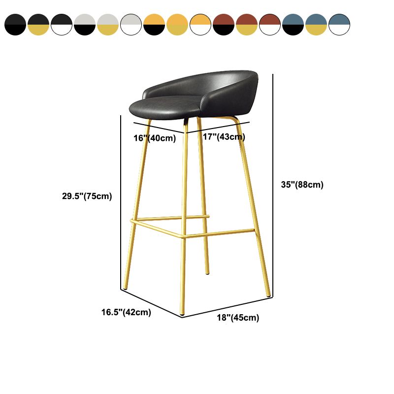 Faux Leather Bucket Seat Barstool Scandinavian Low Back Bar Stools