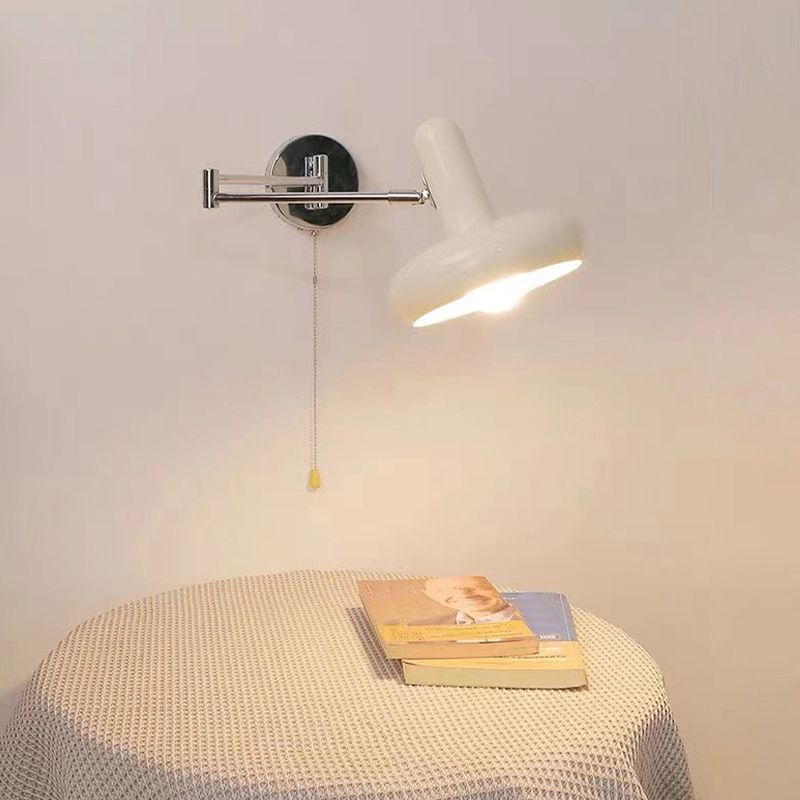 Postmodern Beige Wall Light Fixture with Metallic Shade for Sitting Room