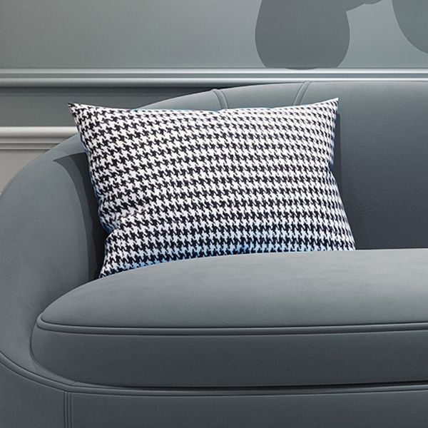 Scandinavian Solid Color Velvet Rolled Arms Tufted Chaise Chair