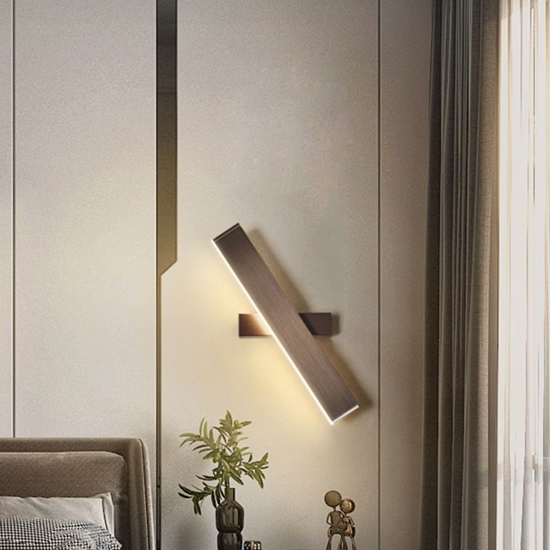 Brown Rectangular LED Wall Lamp in Modern Artistic Style Aluminium Rotatable Wall Light for Bedroom