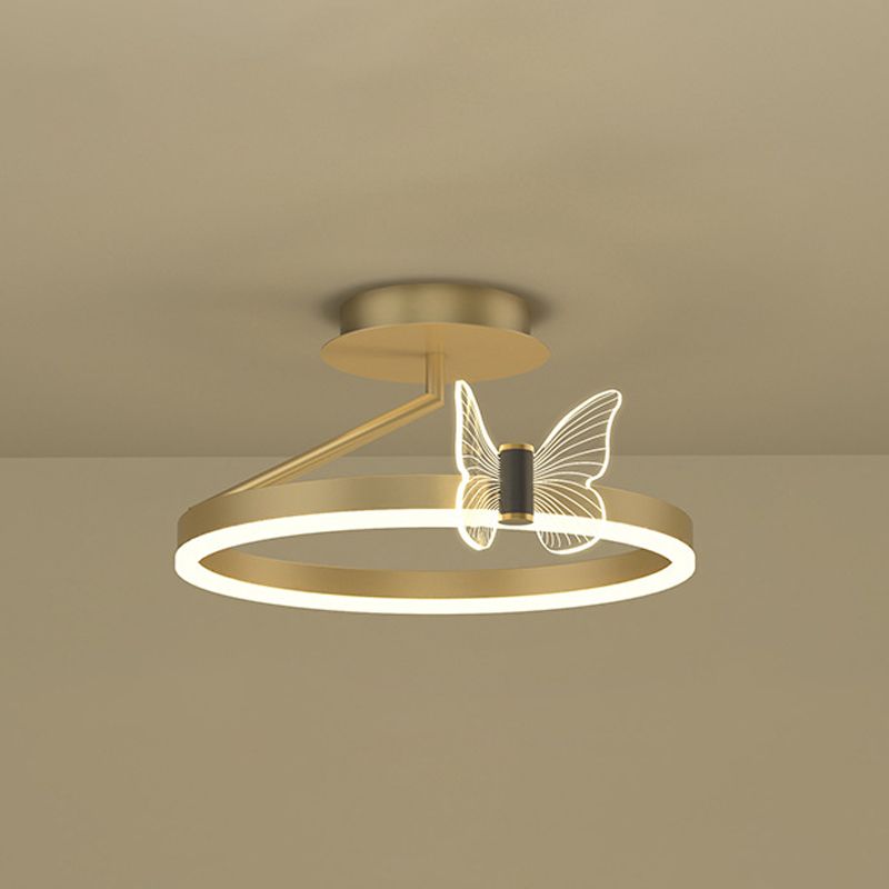 Cerchio contemporaneo lampada a filo metallo 1 luce a sfioramento del soffitto