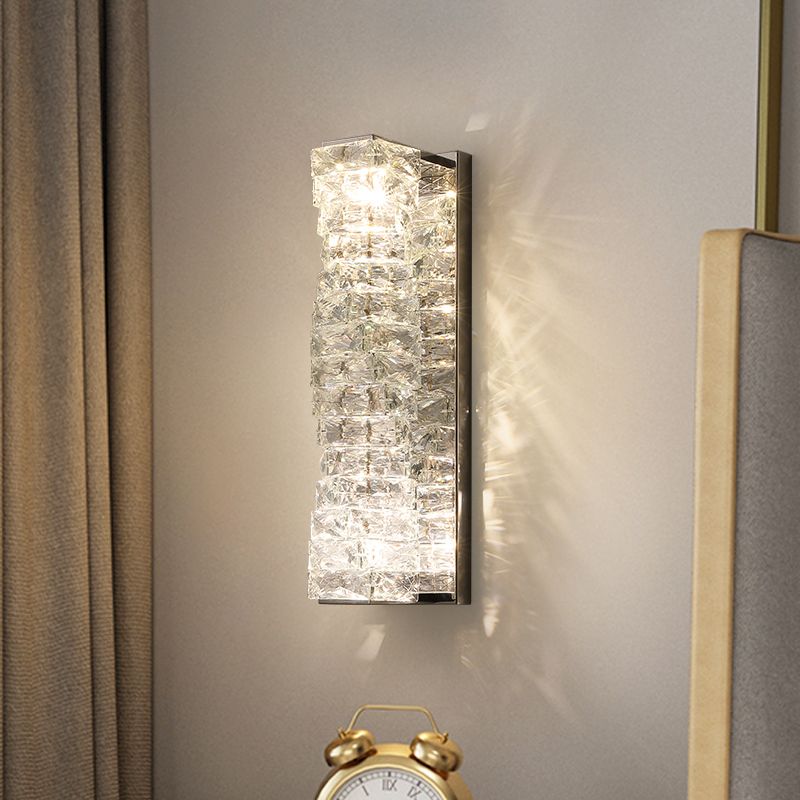 Modern Style Wall Sconce 1-Light Wall Mount Lamp with Crystal Shade for Bedroom
