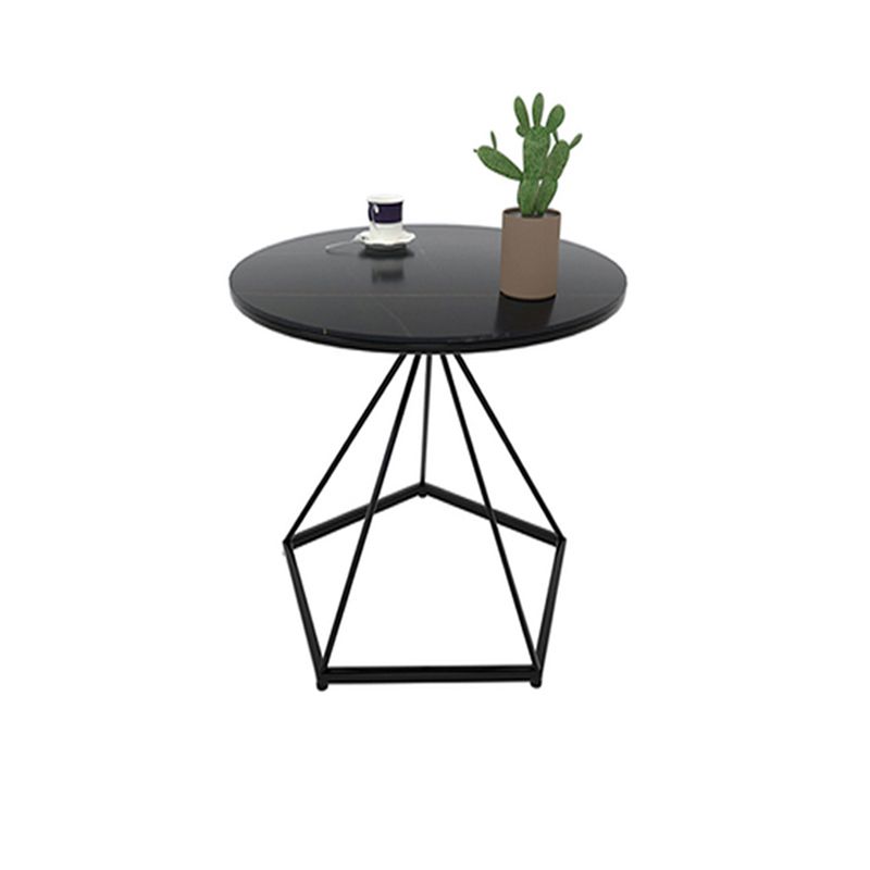 Slate Plate Table Plate Round Metal Frame Base Modern Style Coffee Table