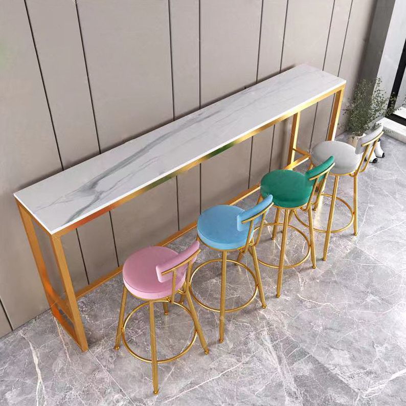 Taburete de bar tapizado de metal Glam, taburete de bar para sala de estar con patas de hierro y respaldo bajo, cojín
