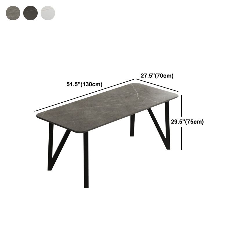 Rectangle Dining Table 4 Legs Dining Table in Black Frame for Kitchen