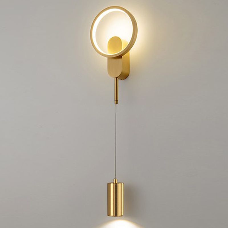 Modern Style Circle Shape Wall Light Metal 2 Light Sconces for Bedroom
