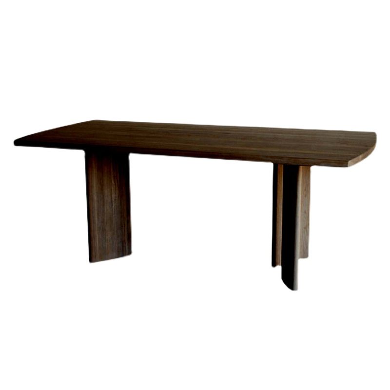 Rectangle Industrial Dining Table 4 Legs Fixed Table with Solid Wood