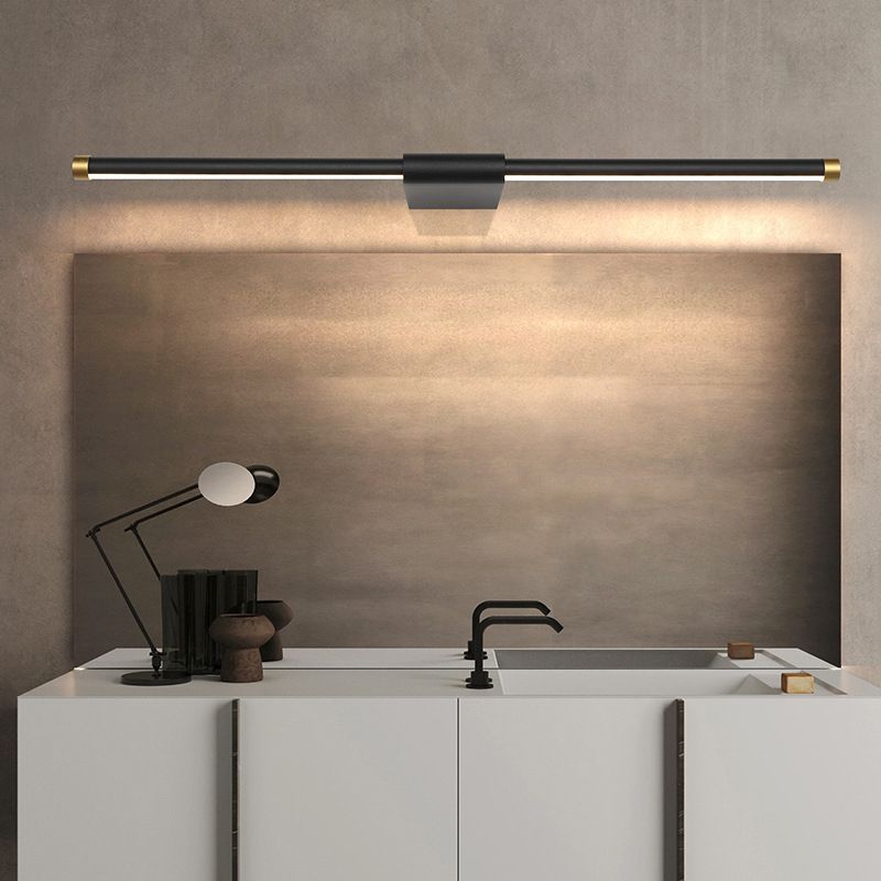 Metal linear Shade Mirror Wall Lights Modern 1 Head Wall Mount Fixture in White and Black