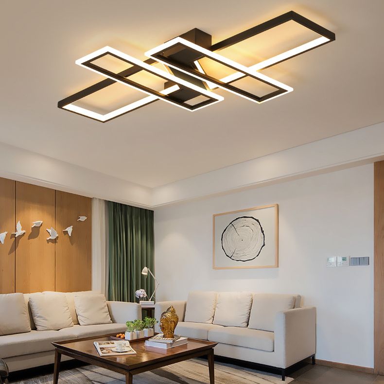 Modern Minimalist Metal Ceiling Lamp Geometric Shape LED Semi Flush Mount Lighting for Bedroom