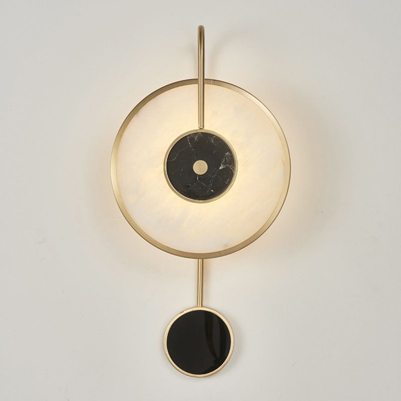 Modern Wall Lamp Household Disk Marble Shade Wall Mount Lighting for Sitting Room