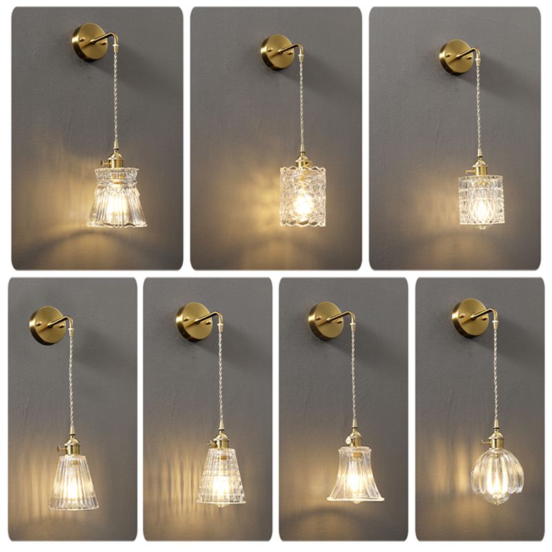 Accesorio de luz montado en la pared de vidrio sombreado estilo minimalista de iluminación de pared transparente