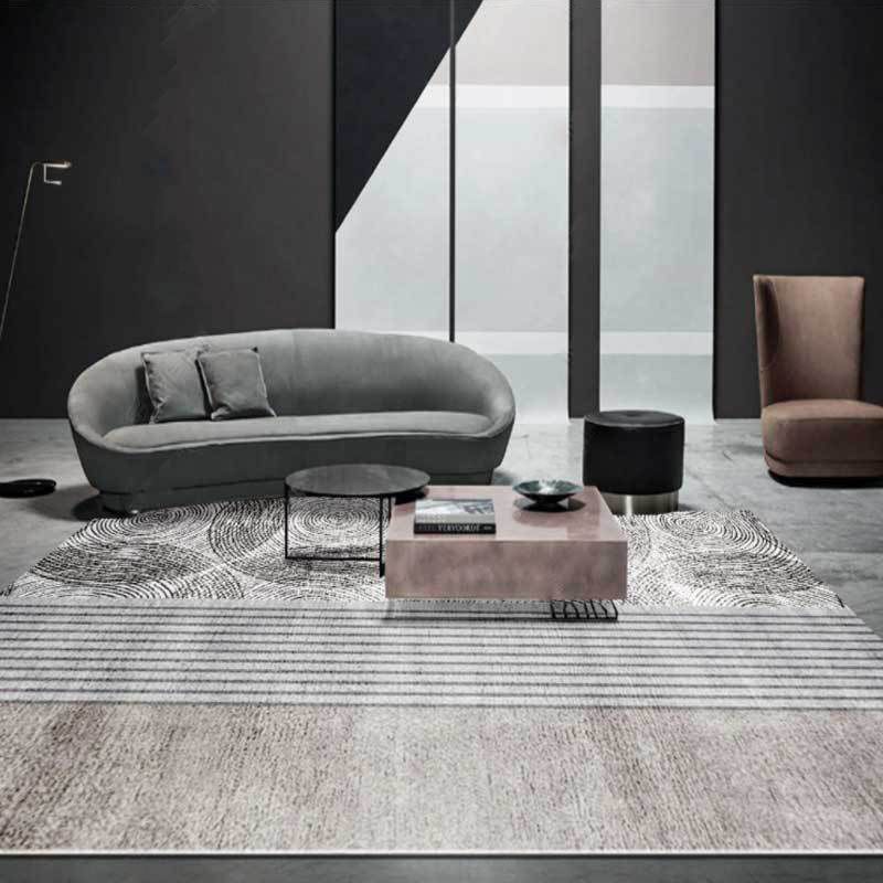 Gray Modern Carpet Polyester Constrast Color Carpet Washable Carpet for Living Room