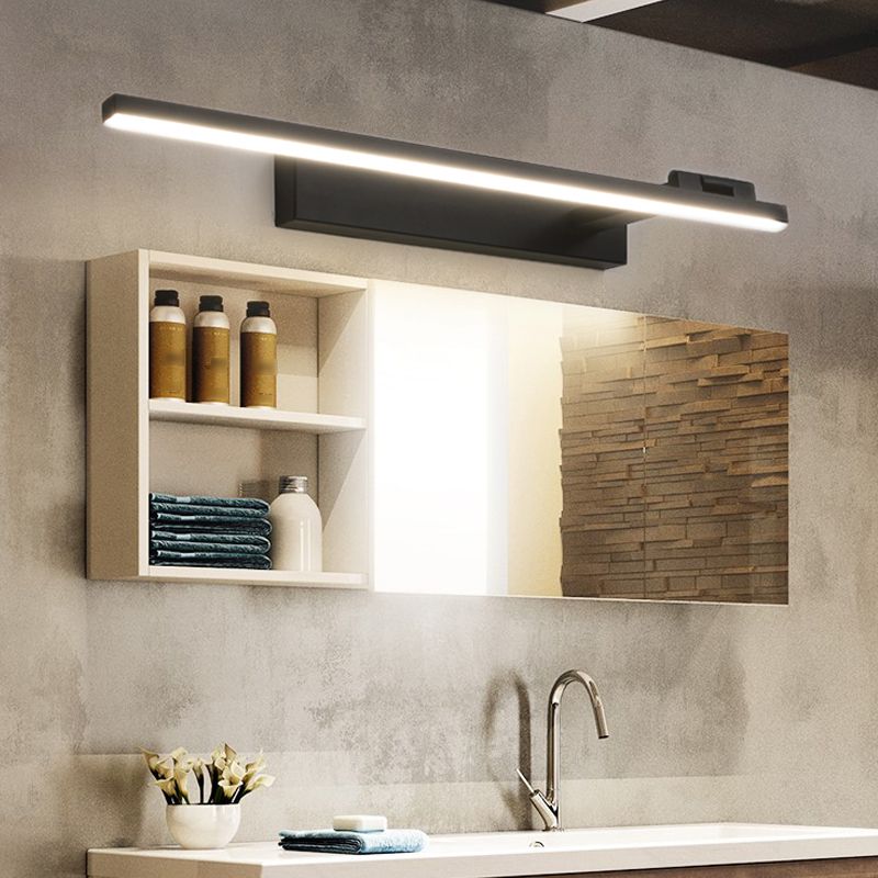Metal Linear Shade Wall Lighting Modern Style Mirror 1 Light Wall Mounted Light Fixture