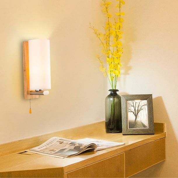 Cilindro de la sala de estar accesorio de iluminación de pared de vidrio Iluminación de pared moderna en blanco