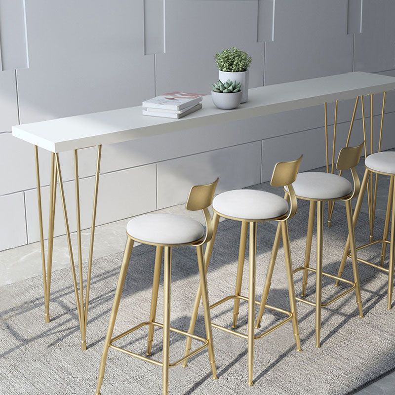 Glam Rectangle Bar Table 1/2/3 Pieces Solid Wood Counter Table with Upholstered Stools