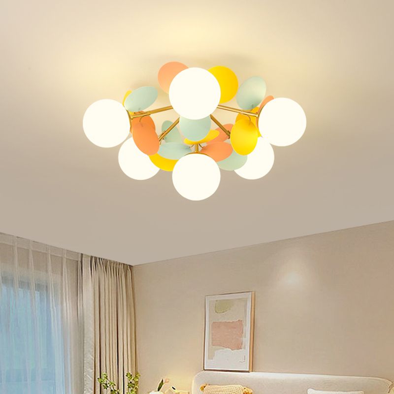 Modern Simple Ball Shape Ceiling Light with Glass Shade for Living Room
