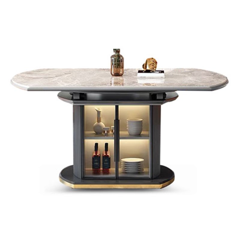 5/7 Pcs Contemporary Stone Round Shape Dinette Table with Upholstered Chair