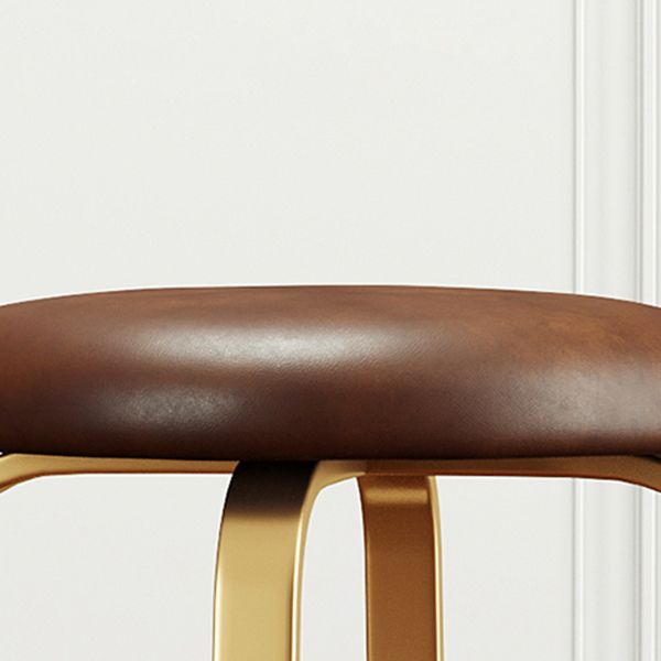 Nordic Armless Backless Counter Stool Iron Cafe Bar Stool with Cushion and Pedal