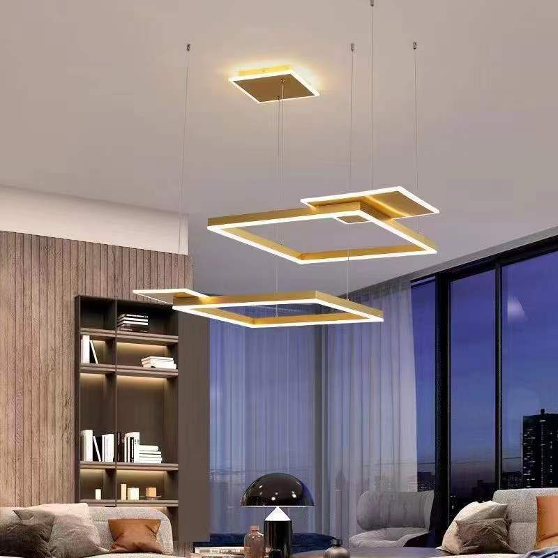 Modern Chandelier Light Fixtures 5-Light Hanging Pendant Lamps with White Acrylic Shade