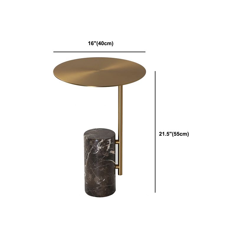 Mid-Century 17.3-inch Steel Round Top Side Table Marble Pedestal End Table