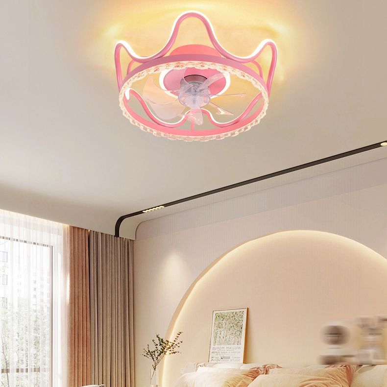 7-Blade Children Ceiling Fan LED Polish Finish Fan with Light for Home