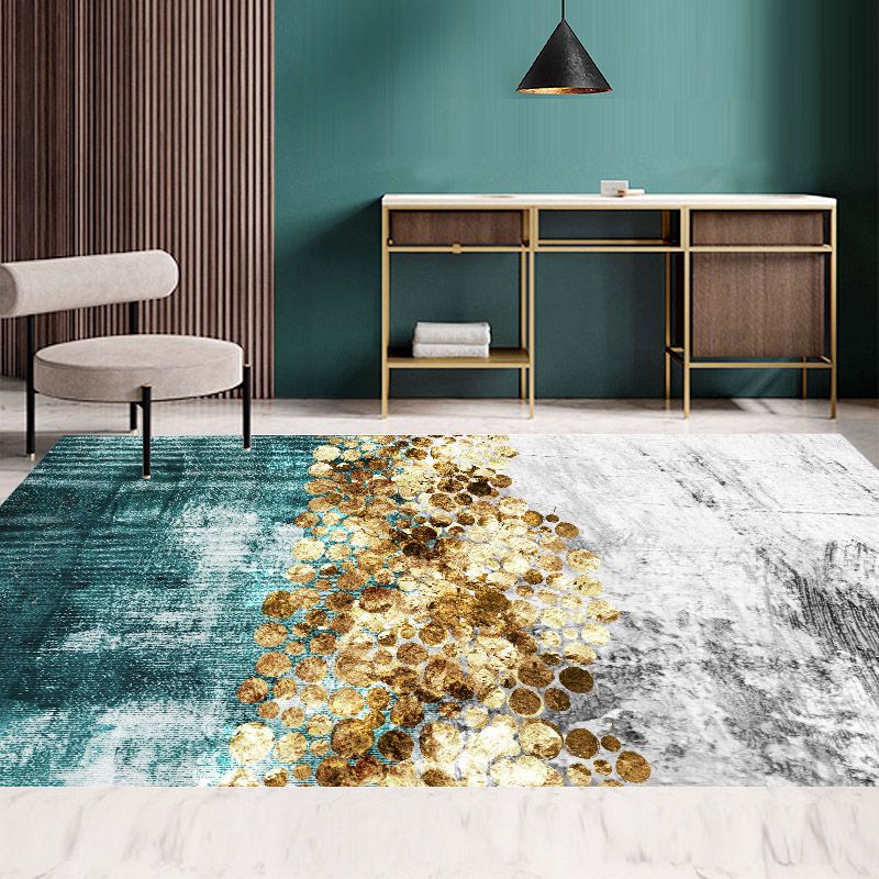Multicolor Casual Rug Polyester Carpet Ink Blooming Indoor Rug Anti-Slip Backing for Living Room