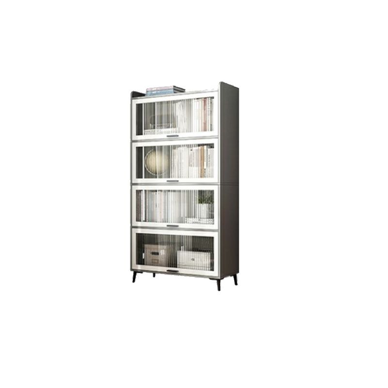 Modern Wood Storage Cabinet Square Bar Pulls Accent Chest with Doors