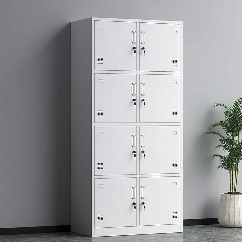 Metal Contemporary Storage Cabinet White Hinged Door Cabinet
