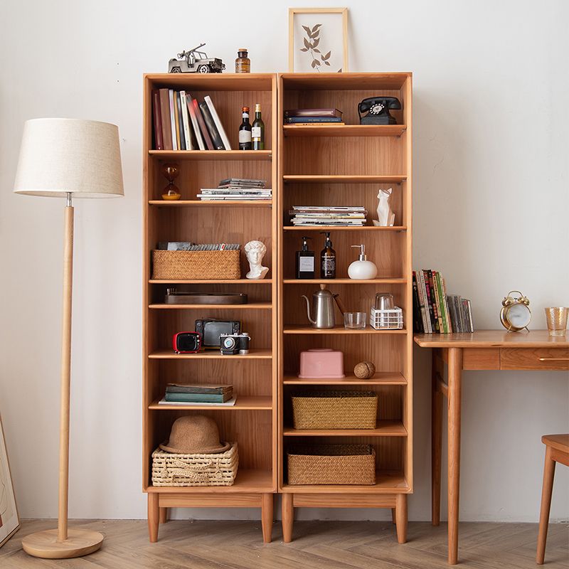 Modern Style Bookshelf Standard Solid Wood Closed Back Bookcase with Shelves