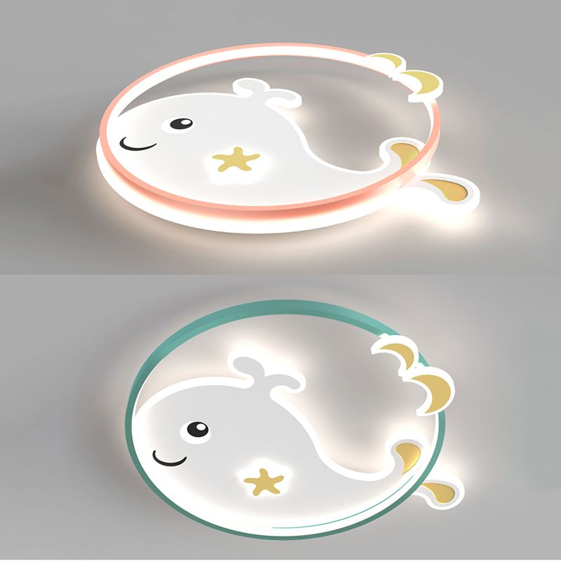 Whale Cartoon Ceiling Lamp Modern Creative Flush-mount Lamp for Kid's Room