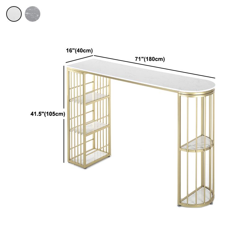 Glam Specialty Bar Dining Table Stone Bistro Bar Table with Shelves