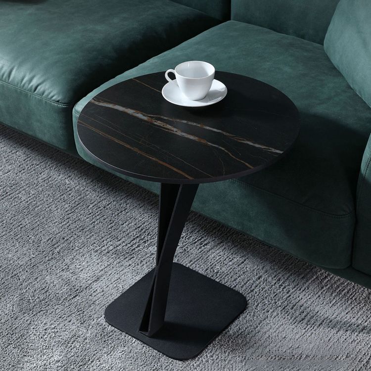 20.47" Tall Contemporary Style Side End Table Metal Pedestal Round Sofa Side Accent Table