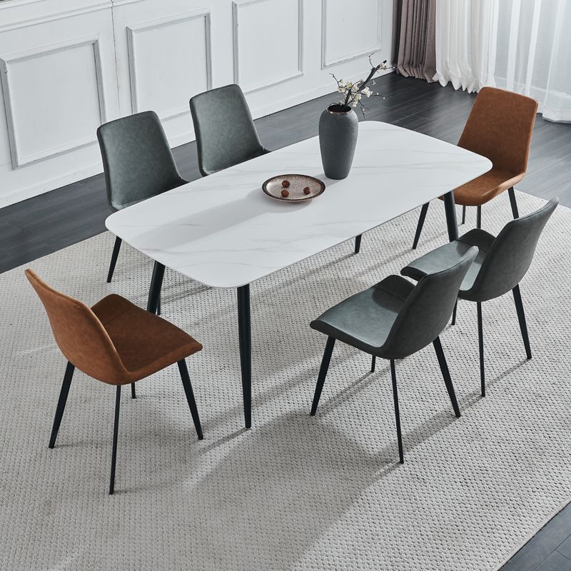 Sintered Stone Dining Table Simple Style 4 Legs Base Rectangle Table for Home