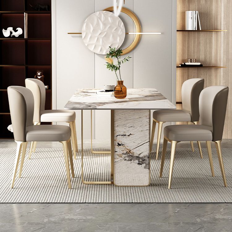 Luxury Sintered Stone Top Dining Set Rectangle 1/3/5/6 Pieces Dining Room Table Set