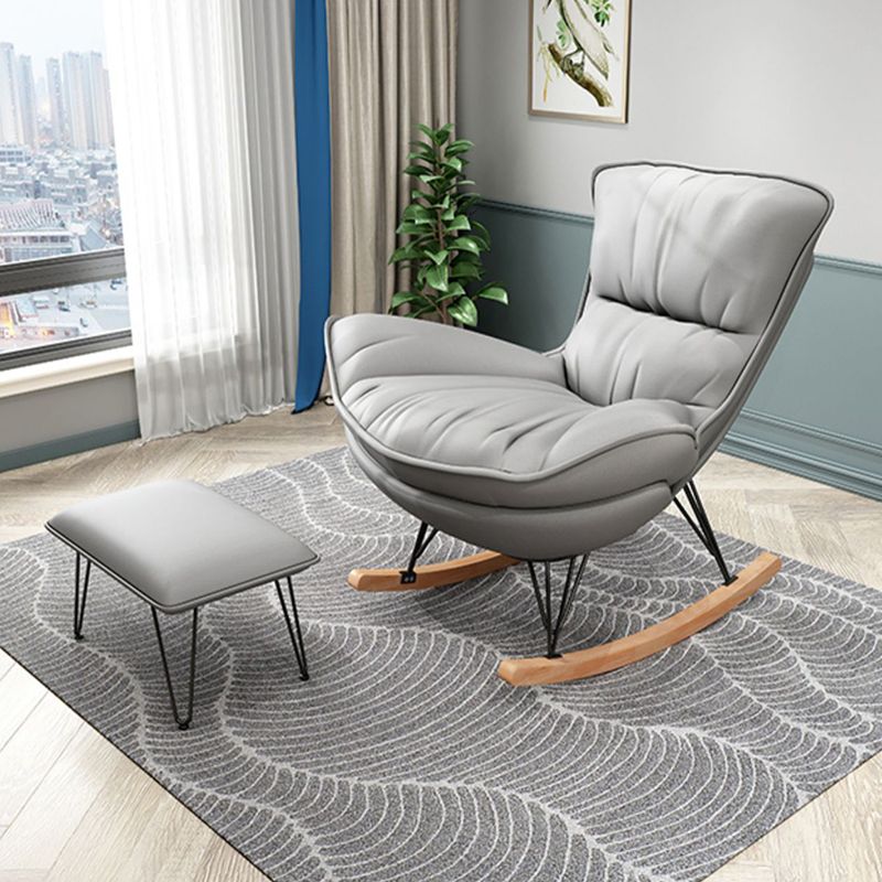 Contemporary Rocking Chair Fabric Upholstered Wing Chair Back Indoor Rocking Chair