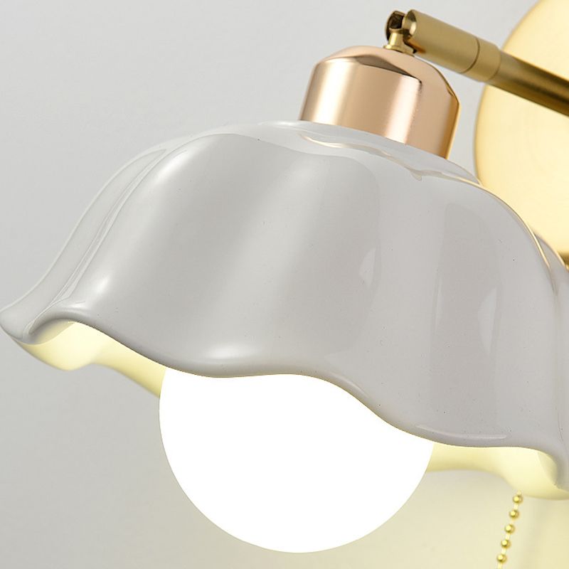 Single White Contemporary Shaded Metallic Wall Mounted for Bedroom