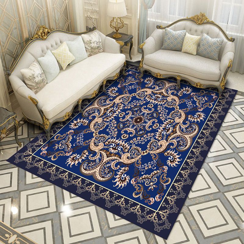 Victoria Medallion Design Rug Polyester Area Carpet Non-Slip Backing Indoor Rug for Home Decoration