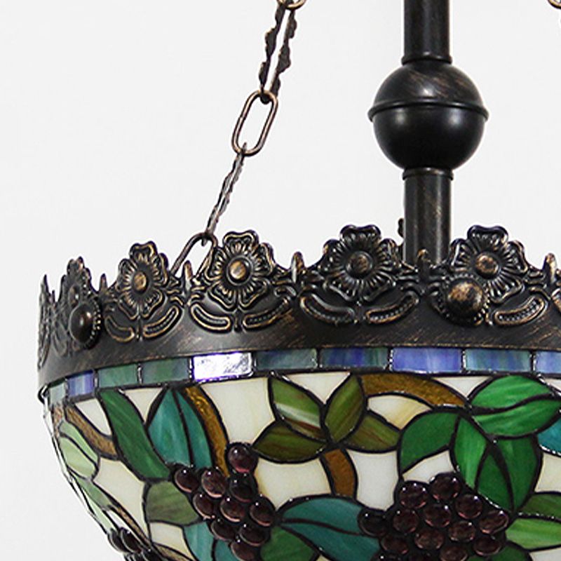 Green 3 luci lampadario Apparecchiatura illuminazione Tiffany macchiata di vetro pendente sospeso per soggiorno