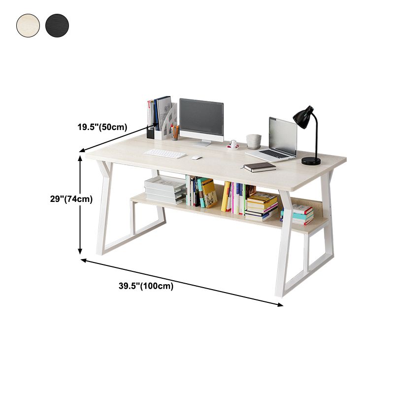 Wood Writing Desk Contemporary Rectangular Office Desk with Shelf