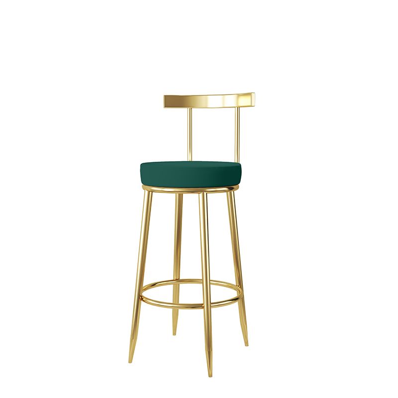 Barhocker im Glam-Stil, Metallbeine, runder Sitz, Barhocker mit Fußstütze für die Küche