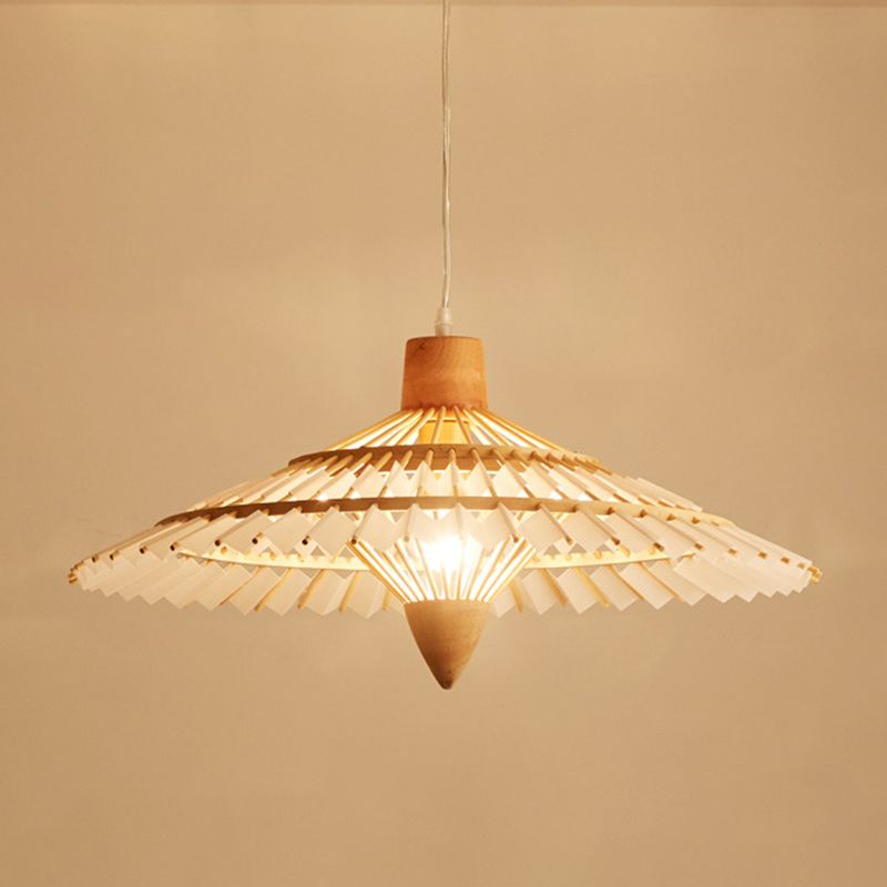 19.5"/23.5"/27.5" W Asia Umbrella Shaped Bamboo Ceiling Light 1 Light Pendant Lighting in White/Blue