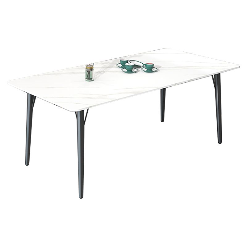Modern Style Dining Table Rectangle Sintered Stone 4 Legs Dining Table for Kitchen